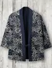 Novo kimono cape de algodão puro transfronteiriço com fivela, estampa digital 3D, camisa de manga três quartos, cardigã folgado