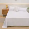 Lençóis de Cama Cor Sólida Algodão Amigo da Pele Peça Única Lençóis para Dormitório Escolar Lençóis para Cama de Casal em Casa Fronha Conjunto de Três Peças Atacado