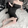 Roupa Íntima Sexy Reservatório Morto Tira de Seda Sem Gelo Vestido Longo Tentação Pura no Quadril Suéter Vazado Perspectiva Conjunto para Mulheres