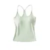 Camiseta deportiva tipo americana para yoga con almohadillas en el pecho para verano, anti-caída, top de fitness integrado con tirantes para correr