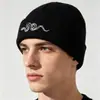 Gorro de Punto Bordado de Serpiente Transfronterizo Europeo y Americano Otoño e Invierno Cálido Suéter Gorro de Lana Gorro para Clima Frío