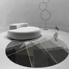 Alfombra de Sala de Estar Simple y Lujosa, Felpudo Impreso para Estudio, Alfombra Redonda con Línea Dorada, Cojín Antideslizante para Mecedora Hamaca