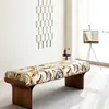 Banco Minimalista Nórdico con Patrón de Flujo para Entrada, Banco para Cambiar Zapatos, Banco de Pie de Cama para Dormitorio