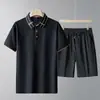 Conjunto de Camiseta de Manga Corta y Shorts de Verano para Hombres Jóvenes y de Edad Media, Polo Casual de Algodón Hielo y Pantalones