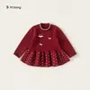 Bangxuan Huzhou Zhili Ropa Infantil Ropa de Otoño para Niñas Tejidos Suéter para Niños Pequeños Tejidos Dulces Suéter Rojo para Niños