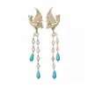 Pendientes Europeos y Americanos Transfronterizos de Fénix Incrustados con Diamantes en Forma de Gota de Agua, Pendientes Retro Exquisitos, Estilo de Lujo Ligero y Alta Gama, Pendientes de Estilo Nacional para Mujer