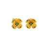 Pendientes de Trébol de Cuatro Hojas con Circonitas Bañados en Oro Vietnamitas de Moda para Mujer, Joyería de Lujo Ligero Estilo Corte Simple, Retención de Color Duradera