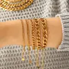 Collar de Cadena Cubana de Acero de Titanio No Desvanecible Estilo Europeo y Americano con Oro de 18 Quilates, Joyería Versátil de Acero Inoxidable, Pulsera Transfronteriza