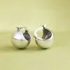 Pendientes de Plata S925 Rey Ciervo Dorado Plata Lisa Bola Redonda Brillante Pendientes Elegantes de Moda Pendientes de Botón Artísticos Simples para Mujer