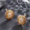 Pendientes de Zirconia Dorados Champagne Rusos de Nuevo Estilo Transfronterizos para Mujer, Elegantes de Estilo Europeo y Americano, Pendientes de Moda y Versátiles