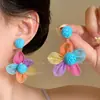 Flor estrela rosa e azul~ Brincos de estrela-do-mar floridos coloridos para mulheres, estilo de férias de primavera e verão, acessórios de orelha super bonitos e únicos