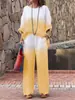 Conjunto de Pantalones Anchos Holgados de Color Degradado Estilo Europeo y Americano Nuevo 2026 para Mujer, Conjunto Casual de Dos Piezas de Moda de Verano, Tendencia Transfronteriza