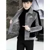 Jaqueta Cardigan Masculina de Lã de Cordeiro e Fleece Espessado Quente Nova Outono/Inverno 2024, Item Popular de Comércio Exterior