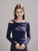 Conjunto niche elegante reductor de edad camiseta sin hombros única moda femenina top principios de otoño estilo que no choca estilo Hong Kong 2642