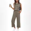 Amazon Europeo y Americano Transfronterizo Primavera y Verano Nuevo 2026 Traje Casual para Mujer Top sin Mangas de Cuello Redondo Conjunto de Dos Piezas