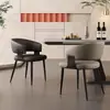 Silla de comedor para el hogar de lujo ligero estilo italiano, silla de tocador de ocio, silla de recepción y sala de reuniones de hotel de alta gama, silla de cuero cómoda con respaldo