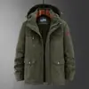 Casaco Acolchoado de Algodão Masculino Comprimento Médio Inverno com Forro de Lã Espessado Quente e à Prova de Frio Tamanho Plus Casaco Acolchoado de Algodão À Prova de Vento e Impermeável Roupas de Carga Jaqueta Acolchoada de Algodão