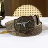 Estilo Vaquero Occidental Retro Marrón Estampado de Cabeza de Vaca Cinturón Decorativo Tendencia de Moda Combinación Cinturón Punk Transfronterizo