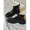 Botines Retro Estilo Británico con Cremallera Lateral y Tacón Grueso para Mujer 2026 Otoño/Invierno Hebilla de Cinturón Punta Redonda Botas Martin Botas Elásticas Adelgazantes