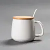 Taza de Cerámica Creativa con Tapa y Cuchara de la Fábrica Origen, Taza con Esmalte de Color, Taza de Panza Grande, Taza de Café, Regalo con Logo Personalizado