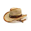 Comércio Exterior Atacado Transfronteiriço Chapéus de Palha à Prova de Vento e Protetores Solares Estilo Praia Primavera e Verão para Homens e Mulheres Estilo Étnico Chapéus de Palha Estilo Cowboy Ocidental Europeu e Americano