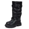 Botas Longas Estilo Coreano para Meninas com Lã 2026 Outono/Inverno Novidades Botas de Equitação Infantil Botas Martin com Solado Grosso Botas Grandes Versáteis de Algodão