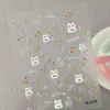 Lindas Pegatinas para Uñas con Relieve de Conejo de Arándanos 3D Creativas Dopamina Conejo Blanco Pegatinas para Uñas DIY Modelo Sl