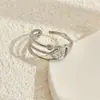 Anillo de moda tendencia nicho personalidad línea anillo de oro de 18k anillo irregular anillo abierto de acero inoxidable mujer