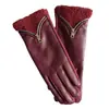 Guantes Cálidos de Cuero con Cremallera Estilo Tweed para Mujer en Invierno con Forro de Polar y Engrosados, Guantes de Ciclismo a Prueba de Viento y Frío con Pantalla Táctil