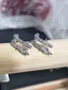 Brincos de cobra Super Flash com zircônia, mini fecho de orelha, brincos com incrustação de diamante, pequeno coração, produto de máquina, brinco sem pinça