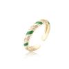 Suministro transfronterizo Aogu Moda europea y americana Cobre micro incrustado joyería de circonita color mixto goteo de aceite geométrico anillo abierto para mujer