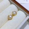 Aretes de Tuerca de Perla de Agua Dulce Natural con Elemento de Giro Floral Estilo Ins Luna Púrpura Nicho Elegante Versátil