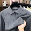 Suéter jacquard de malha com zíper parcial de cor sólida para homens, novo suéter casual básico de outono para homens