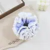 Diadema de Lazo para el Cabello Estilo Soft Girl Japonés Rosa Morado Rayas Finas Fruncido Intestino Grueso Plisado Energético Fresco Reductor de Edad Femenino Versátil