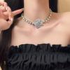 Blingbling Super Flash Elegante Cadena de Cuello con Lazo Novedad de Hada de Alto Grado Versátil Exquisita Cadena para Clavícula Cadena de Cuello