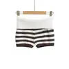 Shorts de Punto a Rayas Color Block Estilo Perezoso para Mujer 2026 Nuevo Estilo Americano de Cintura Alta Ajustados al Cuerpo Shorts Casuales