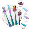 Juego de vajilla de acero inoxidable transfronterizo de 16/20/24 piezas con cuchillo, tenedor y cuchara para carne estilo occidental dorados, caja de regalo