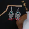 Pendientes Ovalados Estilo Étnico Bohemio Europeo y Americano Transfronterizos para Mujer Retro Atracciones Turísticas Pendientes con Borlas Étnicas