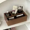Caja de Almacenamiento con Compartimentos de Madera para Escritorio Retro, Organizador de Cosméticos y Artículos Pequeños, Caja de Almacenamiento Rectangular Exquisita de Alta Gama