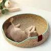 Cama de Gato de Ratán, Esterilla para Dormir de Gato, Esterilla de Verano, Cama Resistente al Desgaste Tejida de Paja para Mascotas, Rascador para Gatos, Esterilla Integrada para Mascotas