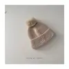 Chapéu de Tricô Infantil Estilo Coreano com PomPom Grande de Pelo, Chapéu de Lã Dopamina Quente para Bebê Outono e Inverno, Moda Versátil, Atacado