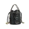 Bolso de Mujer 2026 Nuevo Estilo Bolso de Mano con Patrón de Rombos Bolso de Piel Genuina, Bolso de Hombro Moderno y Sencillo, Bolso Cubo Estilo Coreano Retro para Mujer