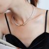 Collar de circonitas con diamantes y joyería de nicho de lujo francesa ligera de Marka, collar de acero de titanio con retención de color de una generación de cabello