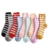 Meias de Lã Coral para Mulheres, Meias de Cano Médio, Anti-Pilling, Engrossadas para o Inverno, Listradas, Meias Quentes para Chão de Casa, Atacado