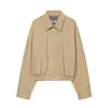 2026 Verano Nueva Moda Femenina Europea y Americana Transfronteriza Chaqueta Corta Simple con Cuello de Solapa Cremallera Ajustada a la Cintura w018 1886