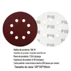 Disco Lixa Lixa 5 Polegadas 8 Furos Vermelho Areia Flocagem Polimento a Seco Verso Autoadesivo Veludo 125mm Folha de Lixa Lixa