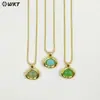 Wt-N1496 Pequeño y Exquisito Gema de Color Turquesa Jade Rojo y Chapado en Oro de 18K Cadena de 18 pulgadas Collar Suéter