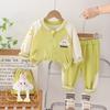 Conjunto Infantil Outono 2024 Novo Estilo Ocidental Roupas de Bebê para Primavera e Outono Roupas Infantis Cartoon Manga Longa Duas Peças Moda