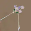 Pente Antigo Estilo Chinês Borboleta para Mulheres com Borlas Florais, Elegante Pente para Coque, Pente para Cabelo Hanfu Cheongsam, Acessório de Cabelo de Luxo