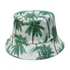 Sombrero de Sol de Playa de Verano Estampado de Palmera Tropical Sombrero de Cuenca Vacaciones Casual Versátil Sombrero de Sol Sombrero de Pescador Transfronterizo